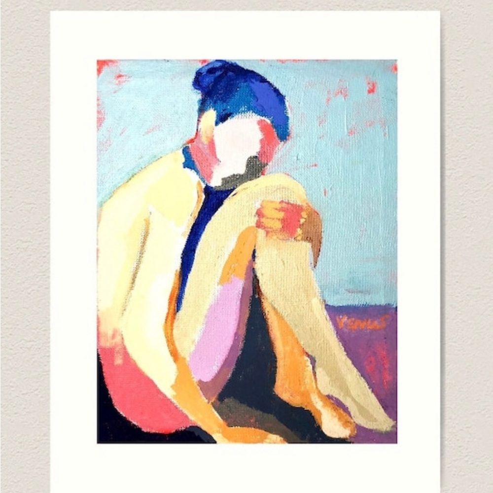 BLUSH HOLD 16x20 Art Print Figurative Abstract Woman Portrait Painting